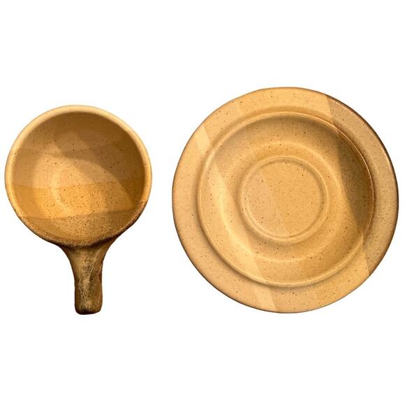 Vintage 70s Salishan Cup Saucer Set Jim McBride Fabrik Stoneware Speckled Earthy - Picture 3 of 10